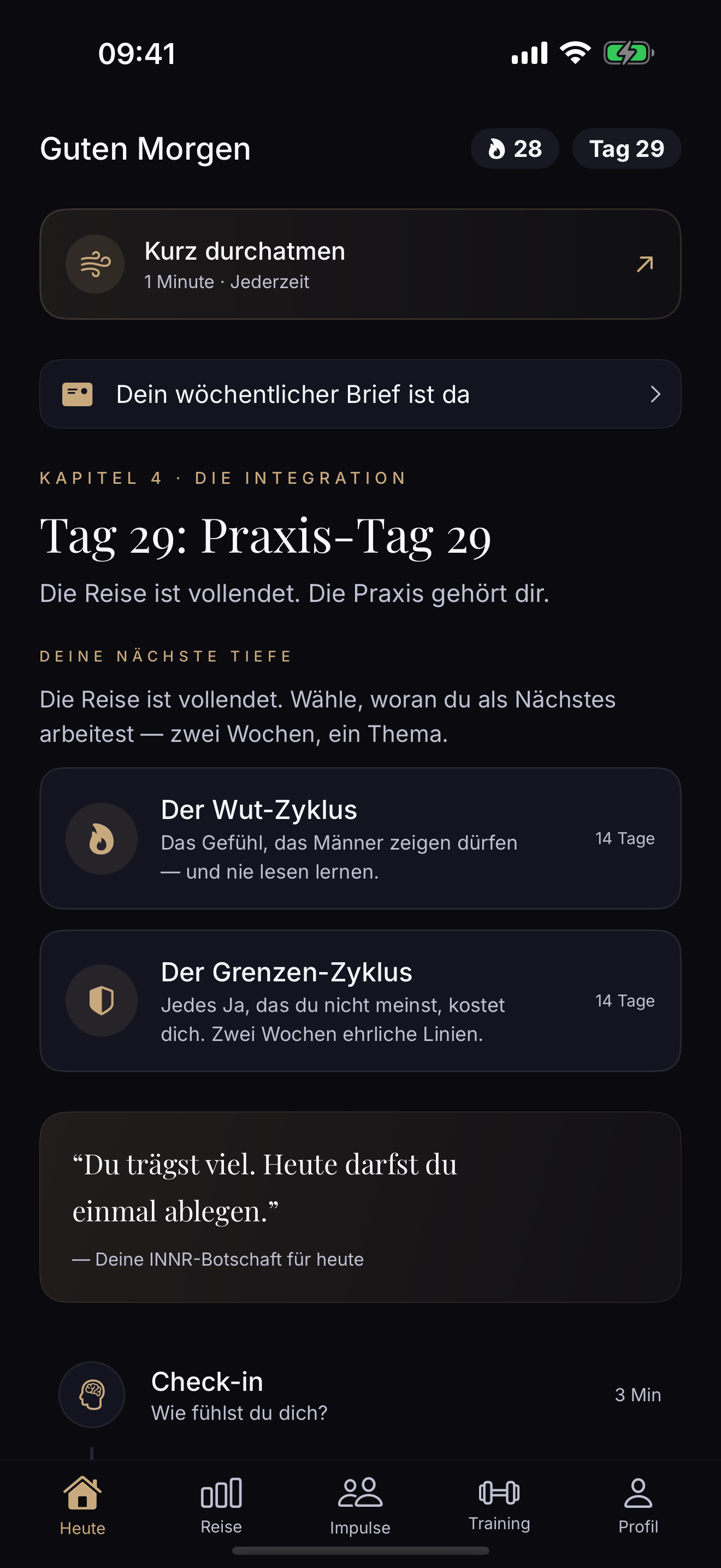 INNR zeigt den Grenzen-Zyklus als eine von zwei 14-Tage-Vertiefungen nach der Hauptreise.
