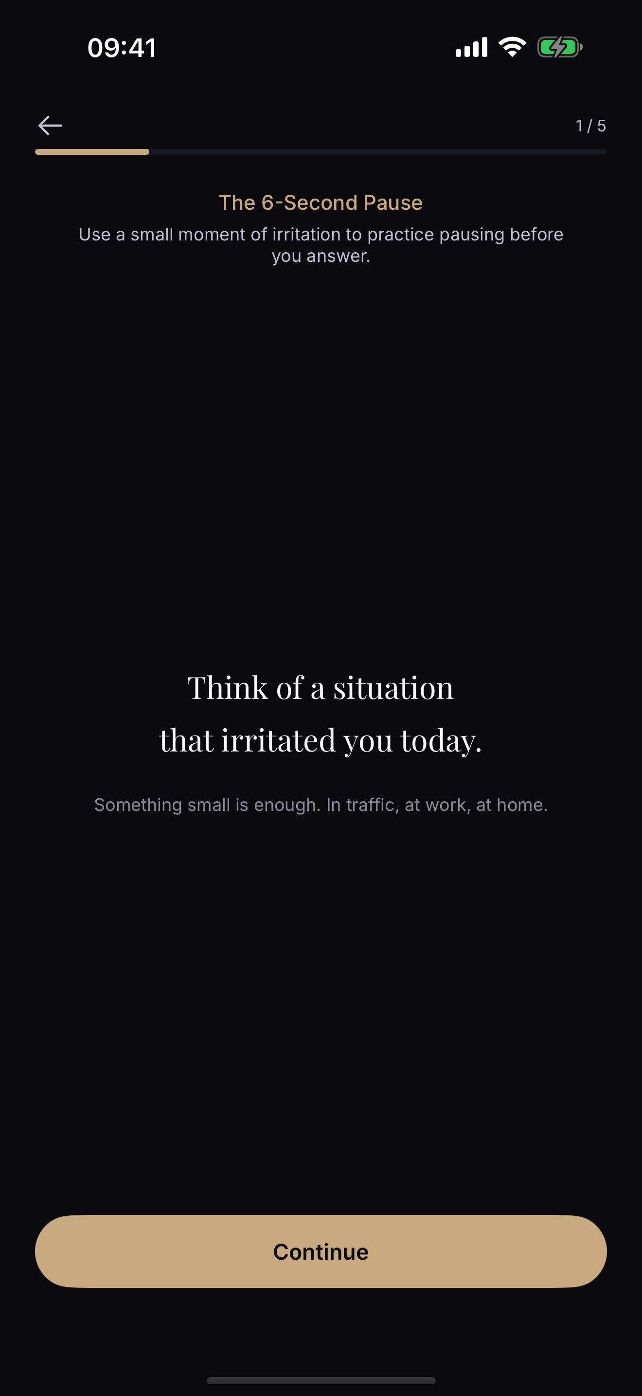 INNR: The 6-Second Pause asks you to think of a situation that irritated you today.