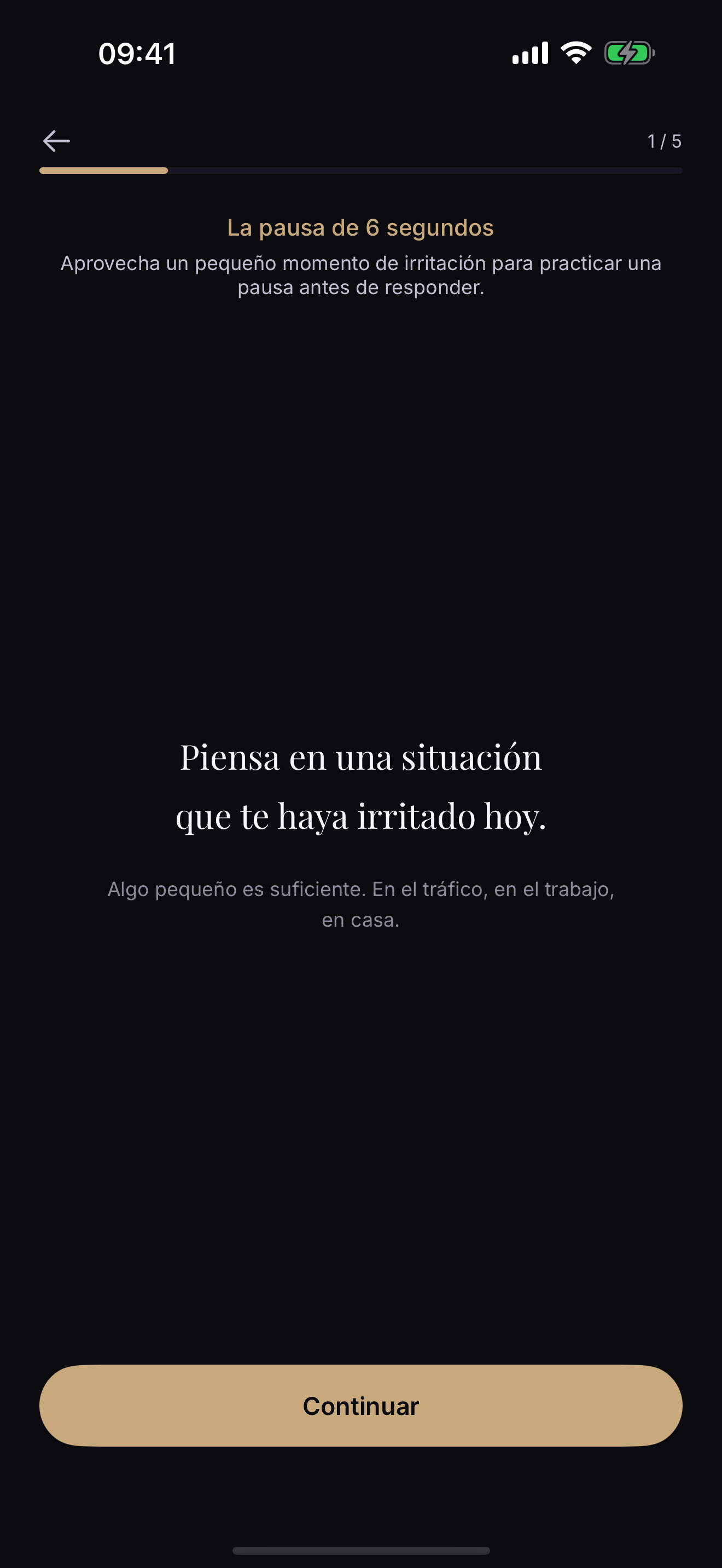 INNR: el ejercicio de la pausa de seis segundos te invita a pensar en una situación que te haya irritado hoy.